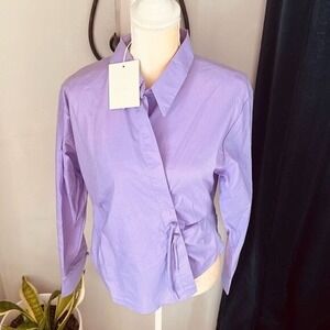 70/21 High-Low Long Sleeve Top, Designer Luxury, Large. Purple, NWT